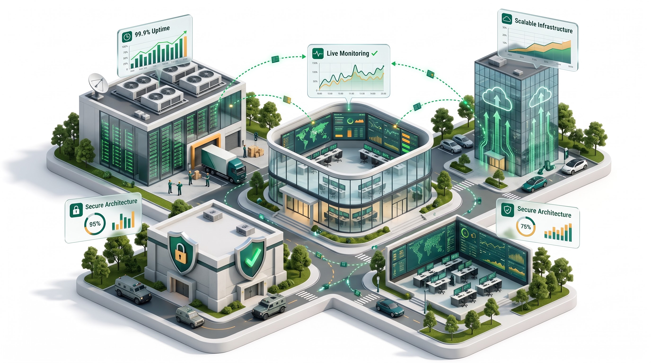 Smart IT Solutions — secure architecture, live monitoring and scalable infrastructure